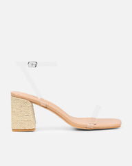 Thames Clear Nude Espadrille Block Heeled Sandals