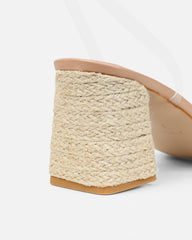 Thames Clear Nude Espadrille Block Heeled Sandals