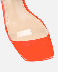 Thames Clear Orange Patent Espadrille Block Heeled Sandals
