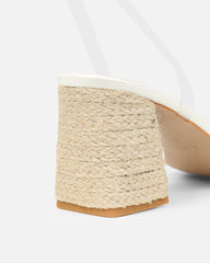 Thames Clear White Pearl Patent Espadrille Block Heeled Sandals
