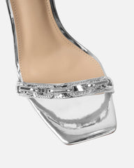 Echo Silver Mirror Diamante Chain Heels