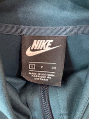 Nike Tribute track jacket size small teal body with red and white stripe accents along the sleeves.