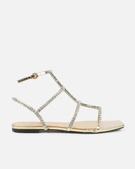 Trinitay Gold Mirror Flat Diamante Sandals