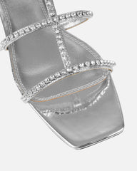 Trinitay Silver Mirror Flat Diamante Sandals