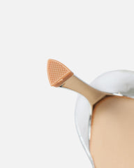 Trace Silver Metallic Diamante Ballet Heels