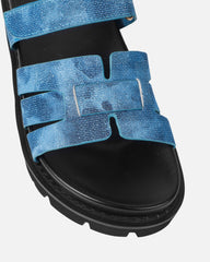 Adelle Denim Chunky Velcro Strap Flat Sandals
