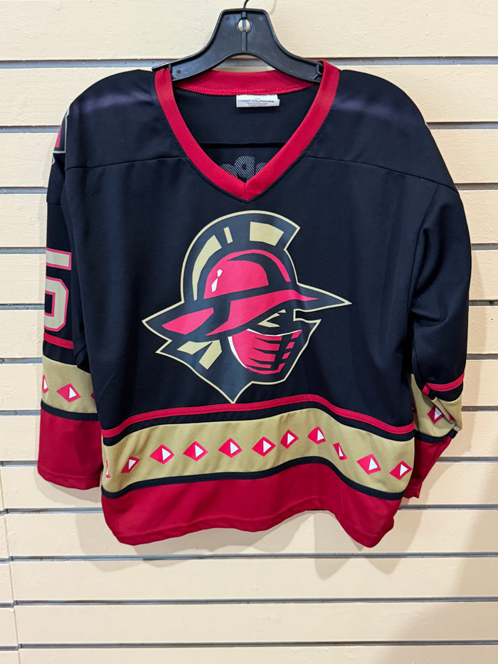 Vintage Gwinnett Gladiators youth XL jersey ECHL era black, red, and gold
