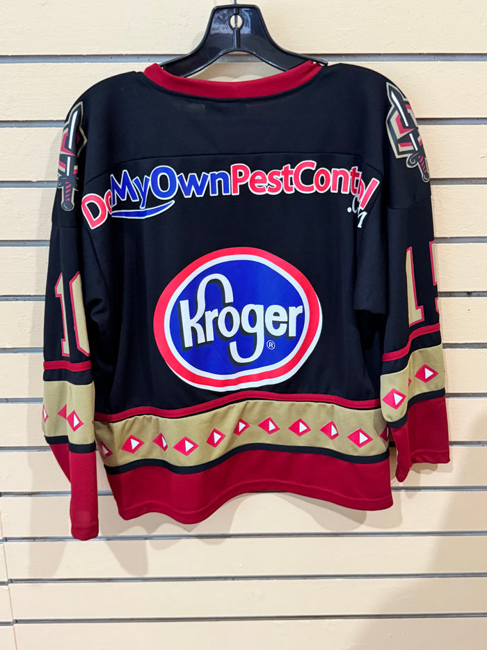 Vintage Gwinnett Gladiators youth XL jersey ECHL era black, red, and gold