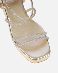 Vivii Gold Metallic Diamante Flatform Sandals