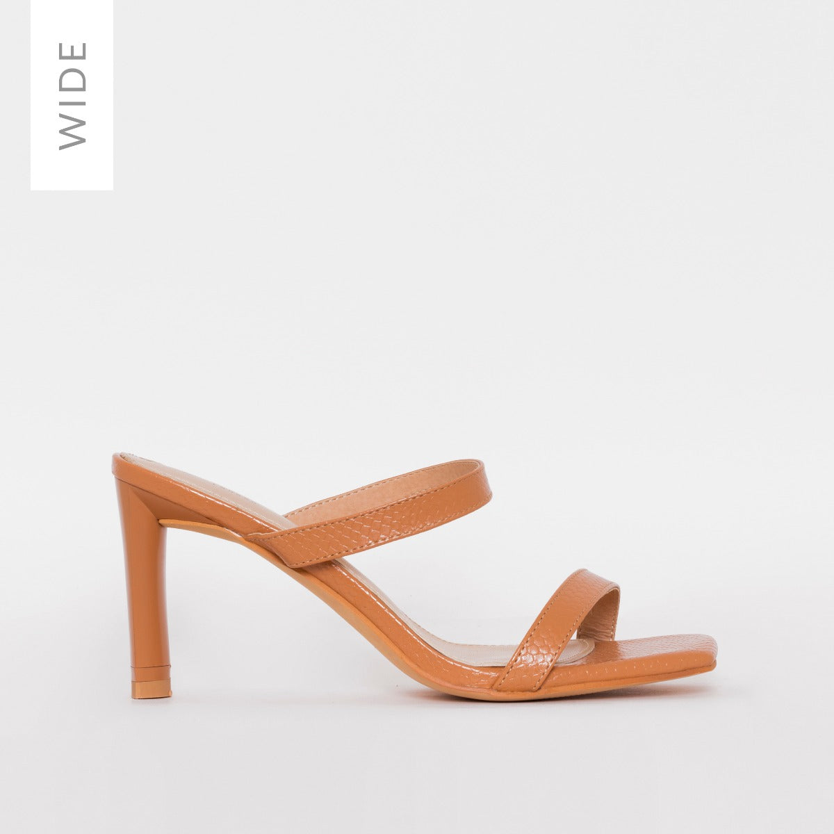 Dalla Wide Fit Nude Snake Print Mid Heel Mules