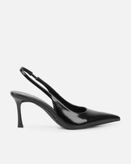 Liorra Wide Fit Black Sling Back Court Shoe