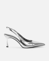 Liorra Wide Fit Silver Mirror Sling Back Court Shoes
