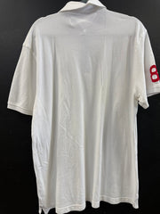 White Tommy Hilfiger custom-fit pique polo shirt size xl with a navy blue embroidered "H" logo