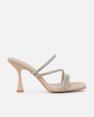 Zita Nude Diamante Mid Heeled Mules